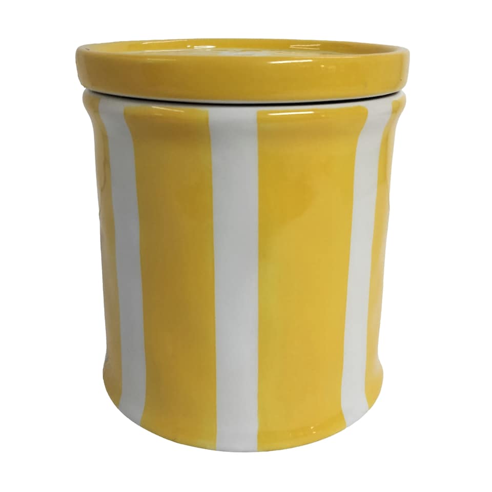 F&F Home Lemon Striped Lidded Candle 150g