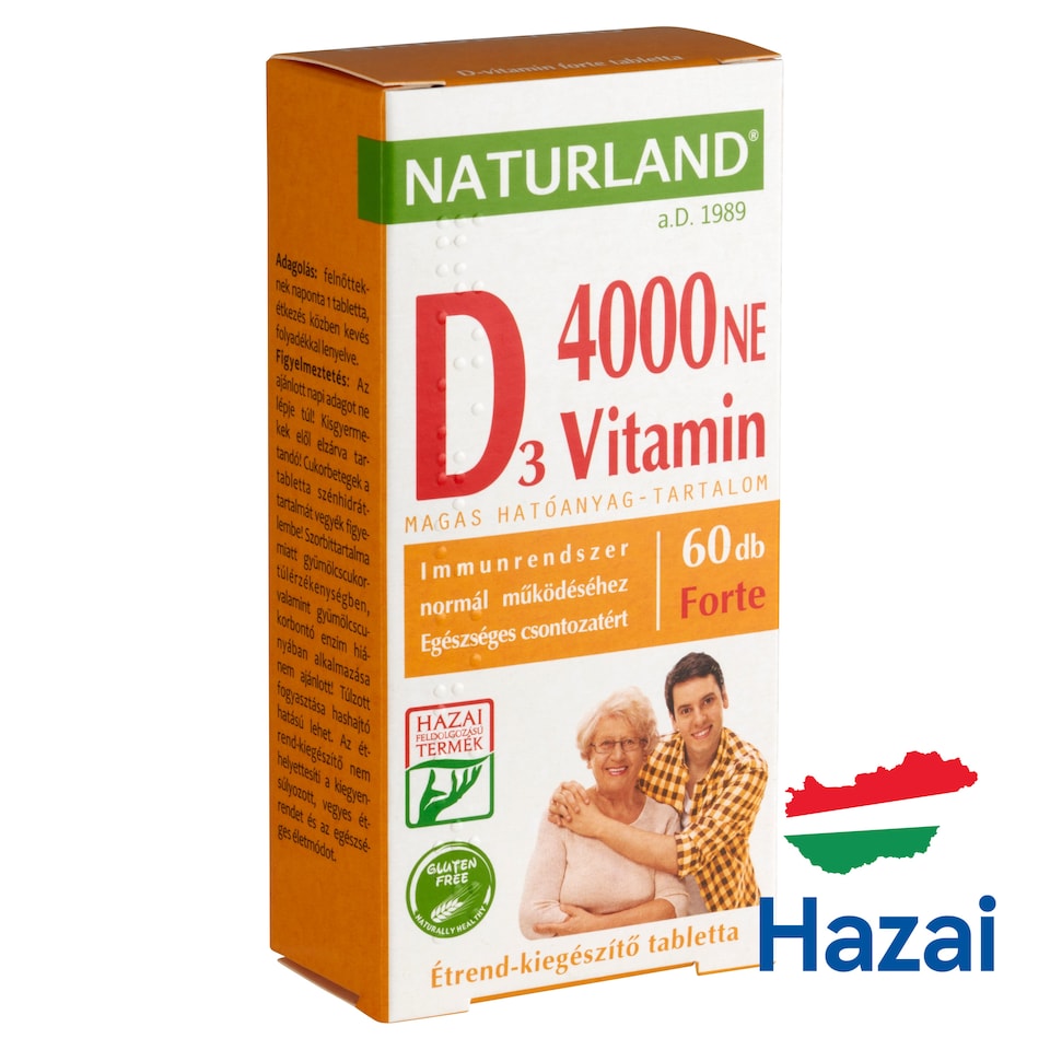 Naturland D₃-vitamin 4000 NE forte étrend-kiegészítő tabletta 60 db 11,01 g