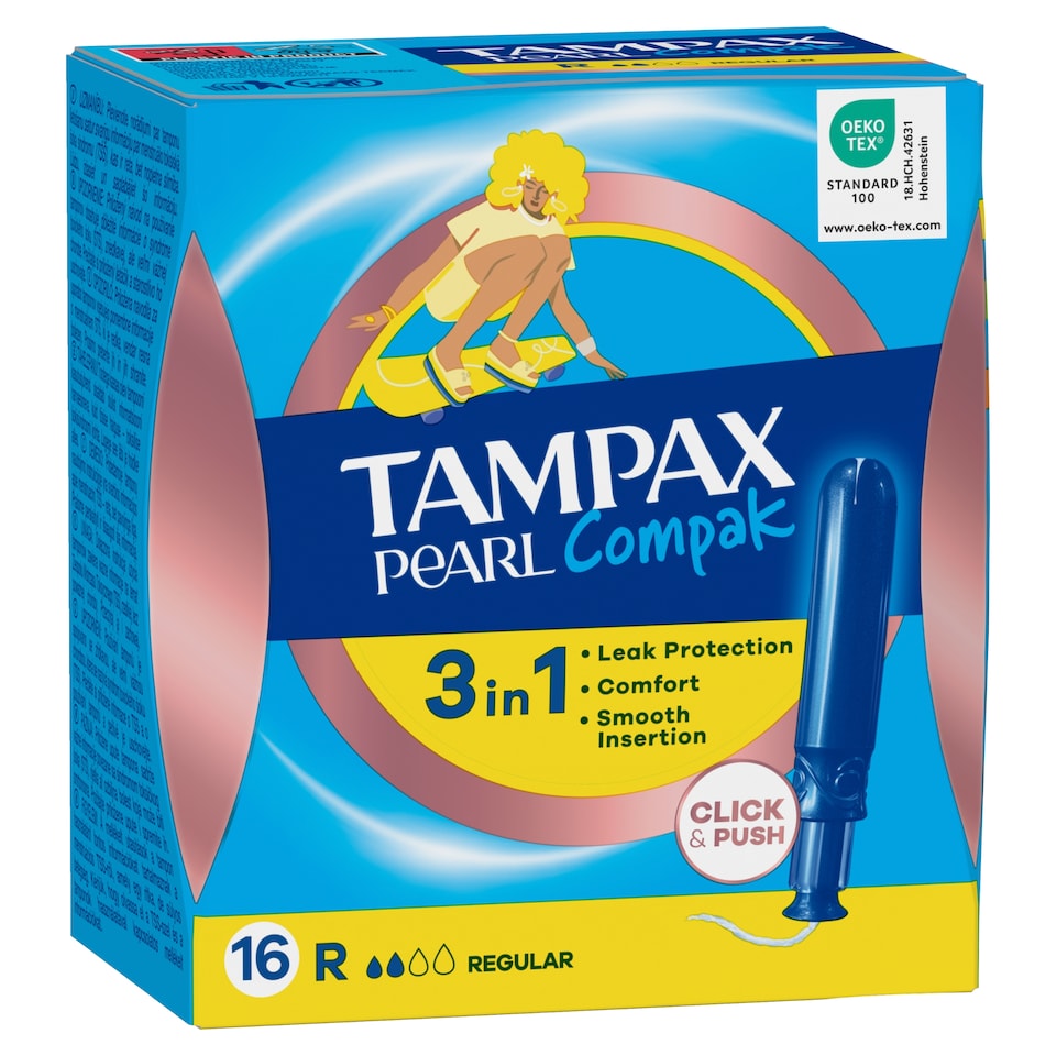 image 1 of Tampax Pearl Compak Regular Tampons With Applicator x16