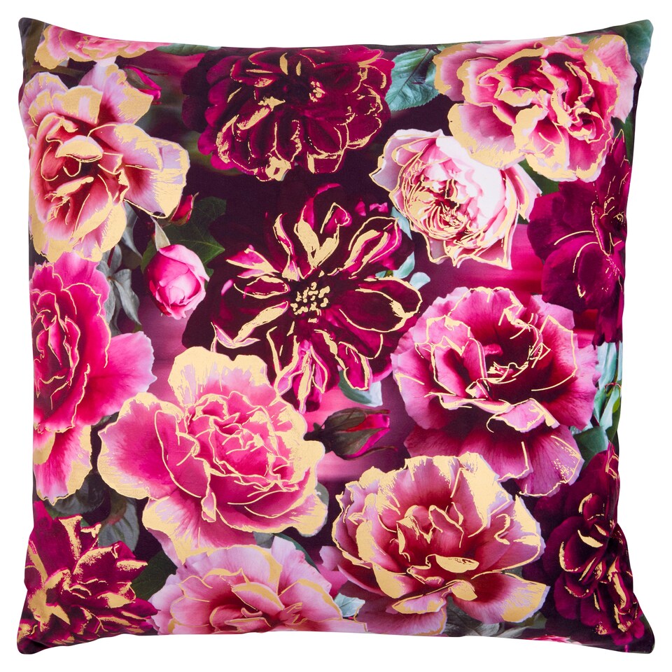 image 1 of F&I Pink Harmony Peony Print Cushion