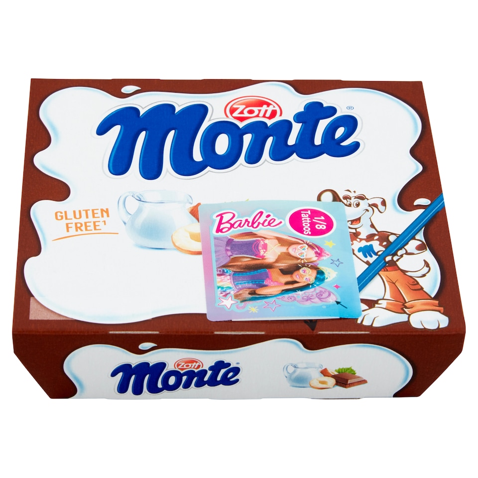 image 1 of Zott Monte Milk Dessert Chocolate with Hazelnuts 4 x 55g (220g)