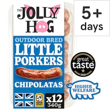 The Jolly Hog 12 Little Porker Chipolata Sausages with Rubbed Sage 340g | British & Outdoor Bred