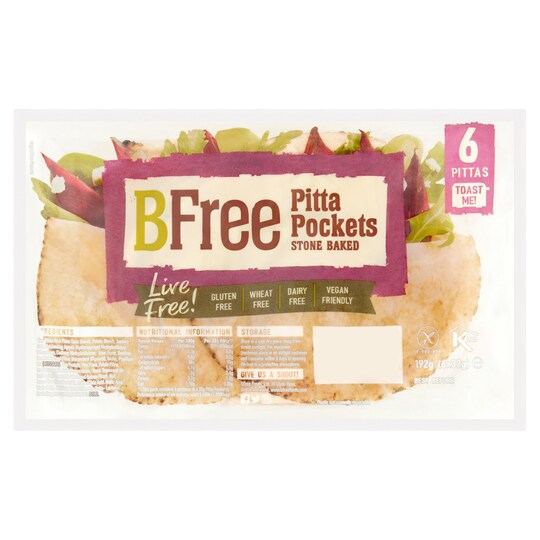 Bfree Stone Bake Gluten Free Pitta Bread 6X32g Tesco Groceries