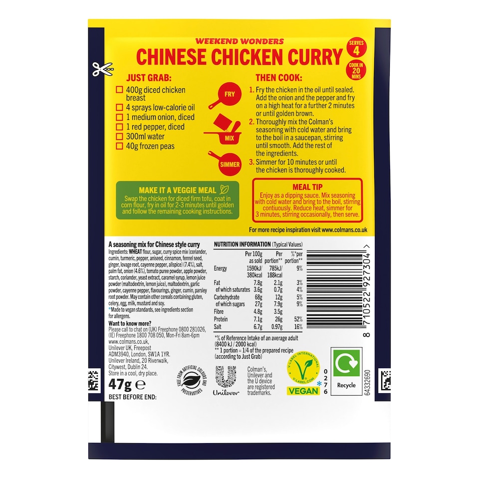 image 1 of Colman's Big Night In Chinese Chicken Curry Recipe Mix 47G