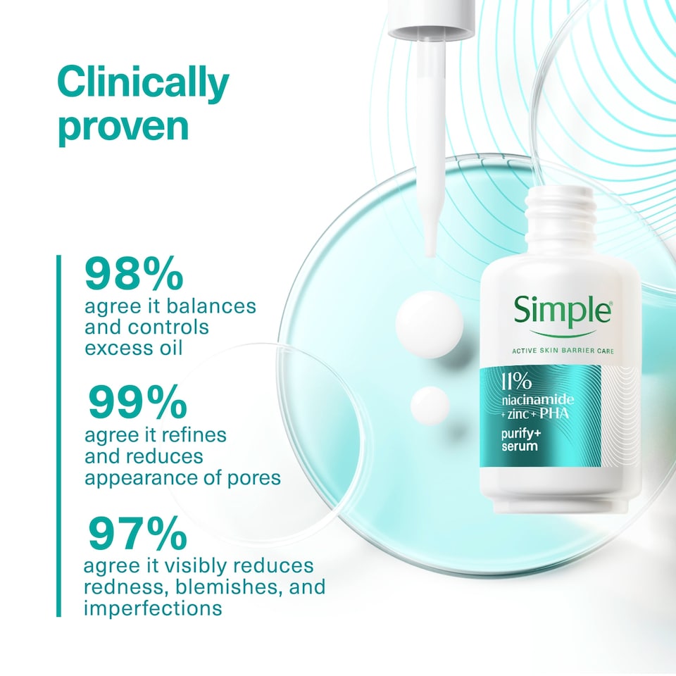 image 1 of Simple purify+ Serum 11% niacinamide + zinc + PHA 30ml