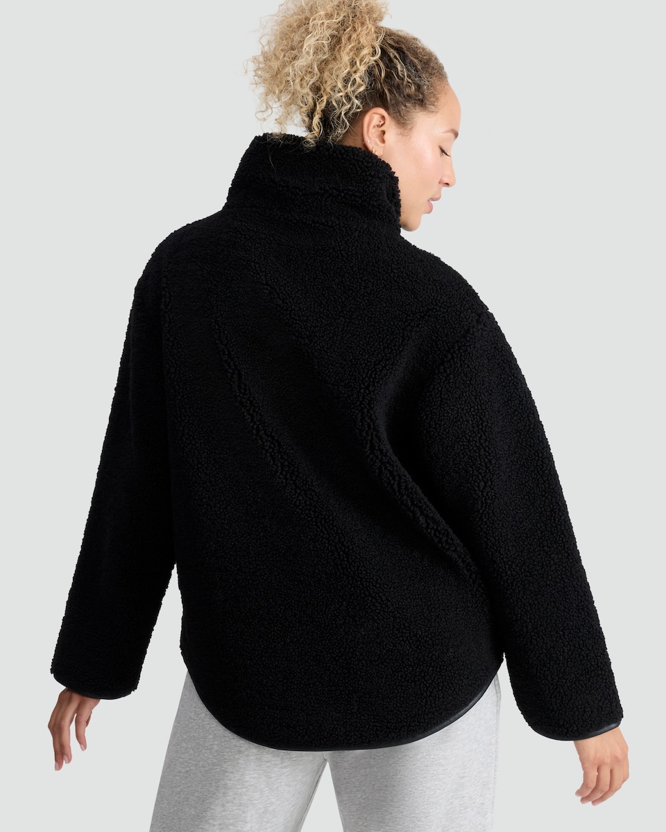 image 1 of F&F Active Fleece Half Zip Jacket in Black