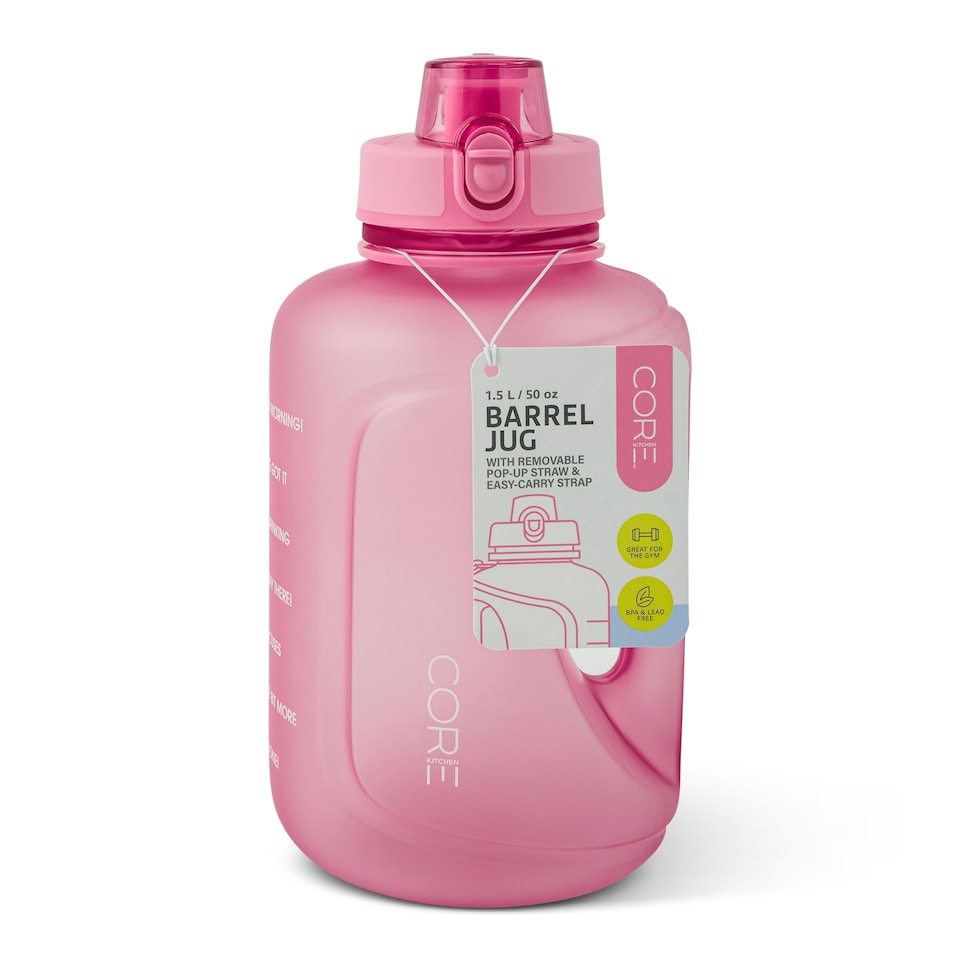 image 1 of Core Kitchen Pink Plastic Barrel Water Bottle 1.5L
