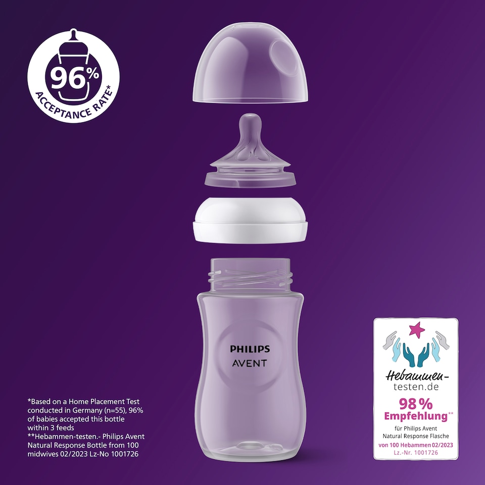 image 1 of Philips Avent Natural Response Bottle 1m+ 3 x 260ml