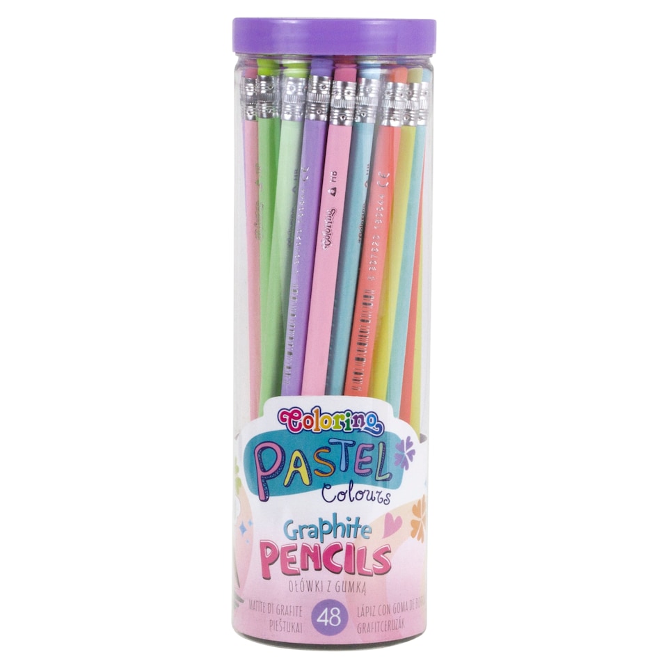 Obrázek 1 pro produkt Colorino Pastelové grafitové tužky s gumou 48 ks