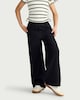 image 1 of F&F Girls Crinkle Textured Wide Leg Drawstring Trousers in Black