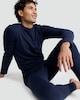 image 1 of F&F Cotton Blend Ribbed Thermal Long Johns in Navy
