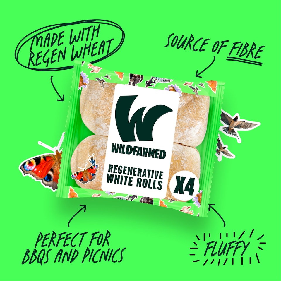 image 1 of Wildfarmed 4 White Bread Rolls 276g