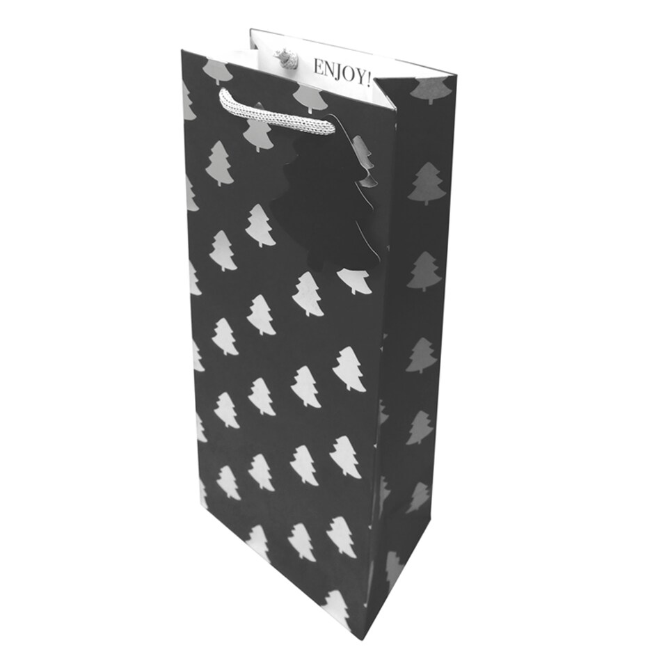 image 1 of T. Black Tree Bottle Gift Bag