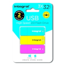 INTEGRAL 32GB USB FLASH DRIVE 3 PACK