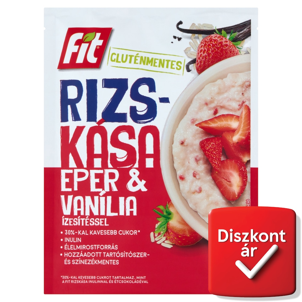 Fit gluténmentes rizskása eper & vanília ízesítéssel 60 g