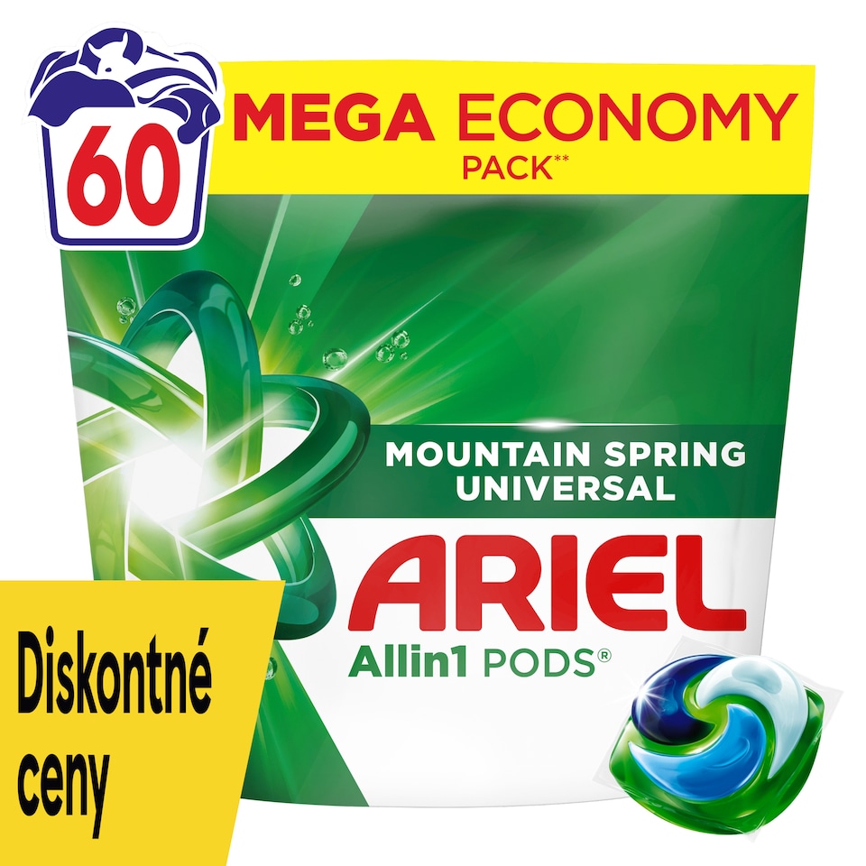 obrázok 1 z Ariel Allin1 PODS Mountain Spring Universal Tekutý Prací Prostriedok V Kapsulách, 60 Praní