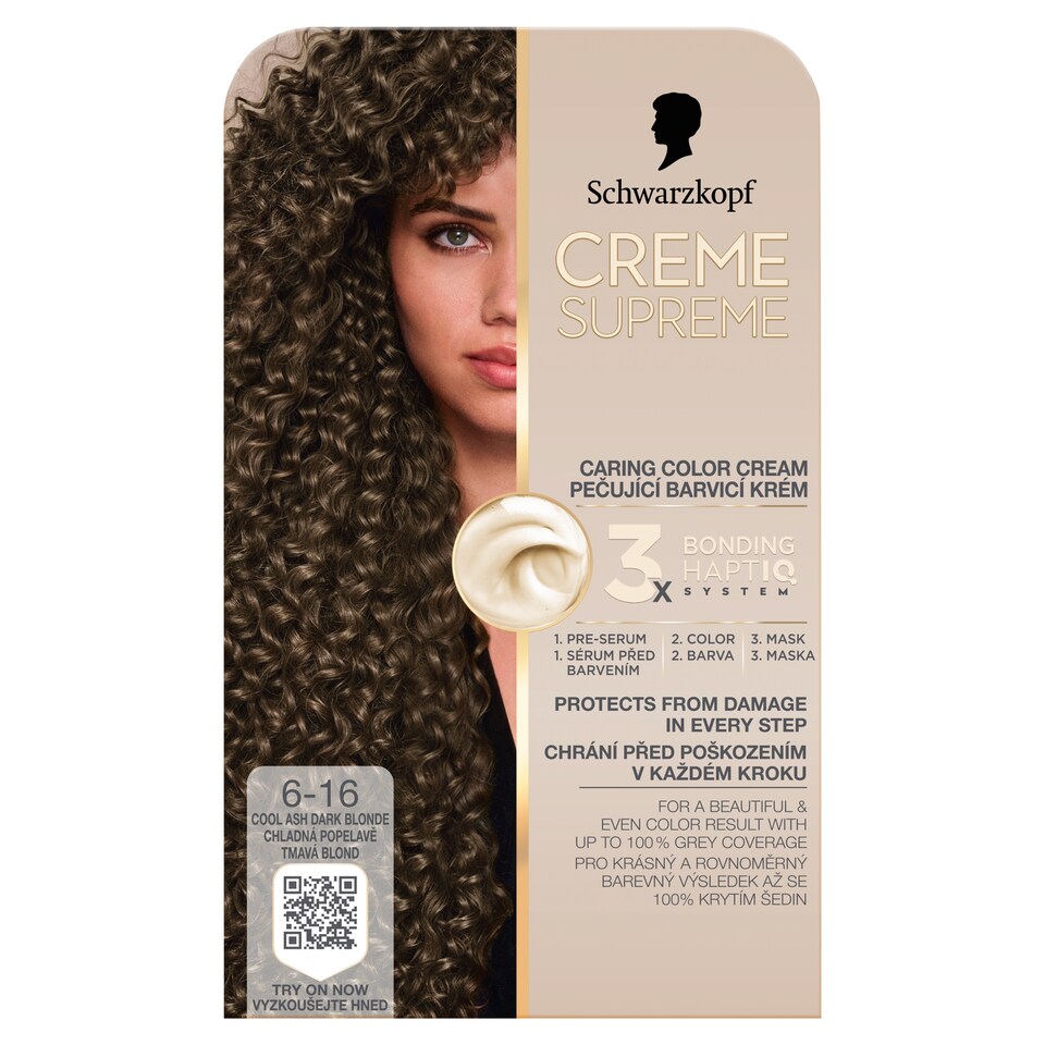Schwarzkopf Creme Supreme Caring Coloring Cream 6-16 Cool Ash Dark Blonde