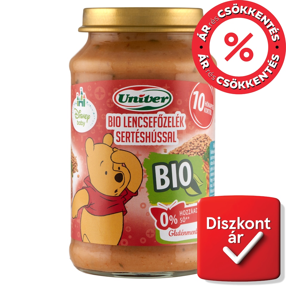 Univer bio lencsefőzelék sertéshússal bébiétel, 10 hónapos kortól 220 g  1. kép