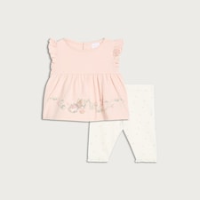 Peter Rabbit 2-Piece Pure Cotton Frill Sleeve Top and Leggings Set in Pink