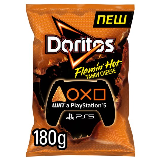 Doritos Flamin Hot Tangy Cheese Corn Chips 180G Tesco Groceries