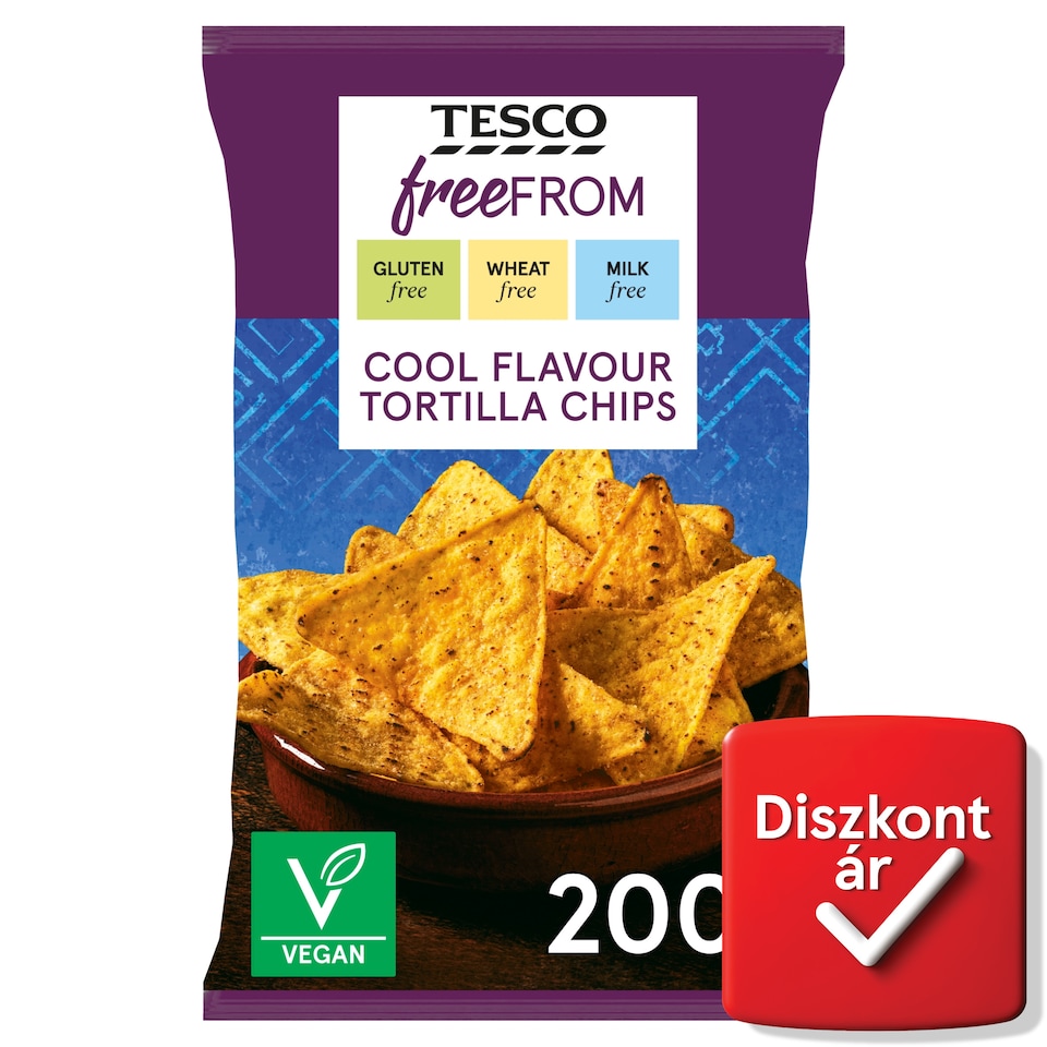 Tesco Free From glutén-és tejmentes kukoricasnack fokhagyma, paradicsom-és fehérbors ízesítéssel 200