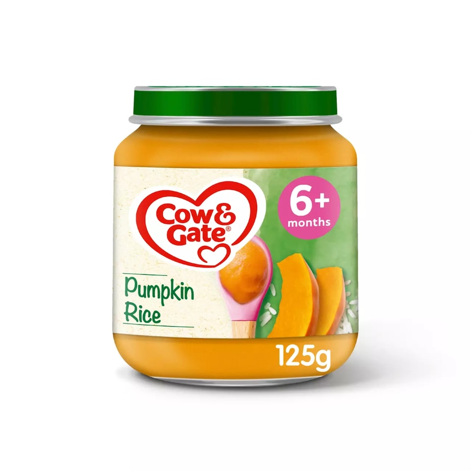 image 1 of Cow & Gate Pumpkin Rice Baby Food Snack Jar 6+ Months 125g