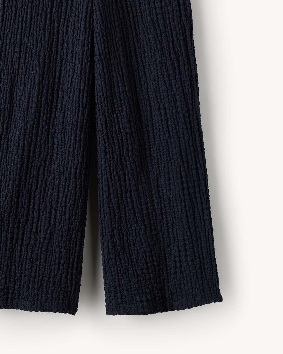 image 1 of F&F Girls Textured Wide Leg Trousers in Navy