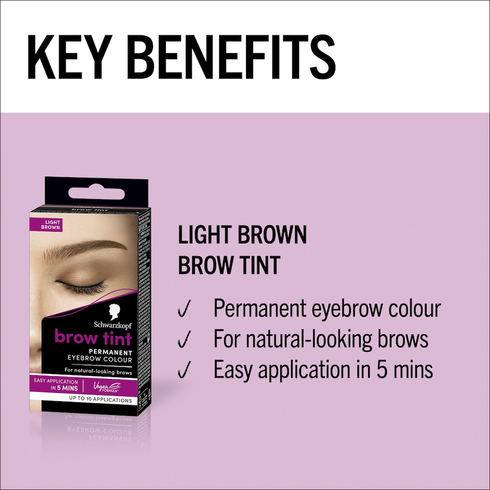 image 1 of Schwarzkopf Brow Tint Permanent Eyebrow Colour Light Brown