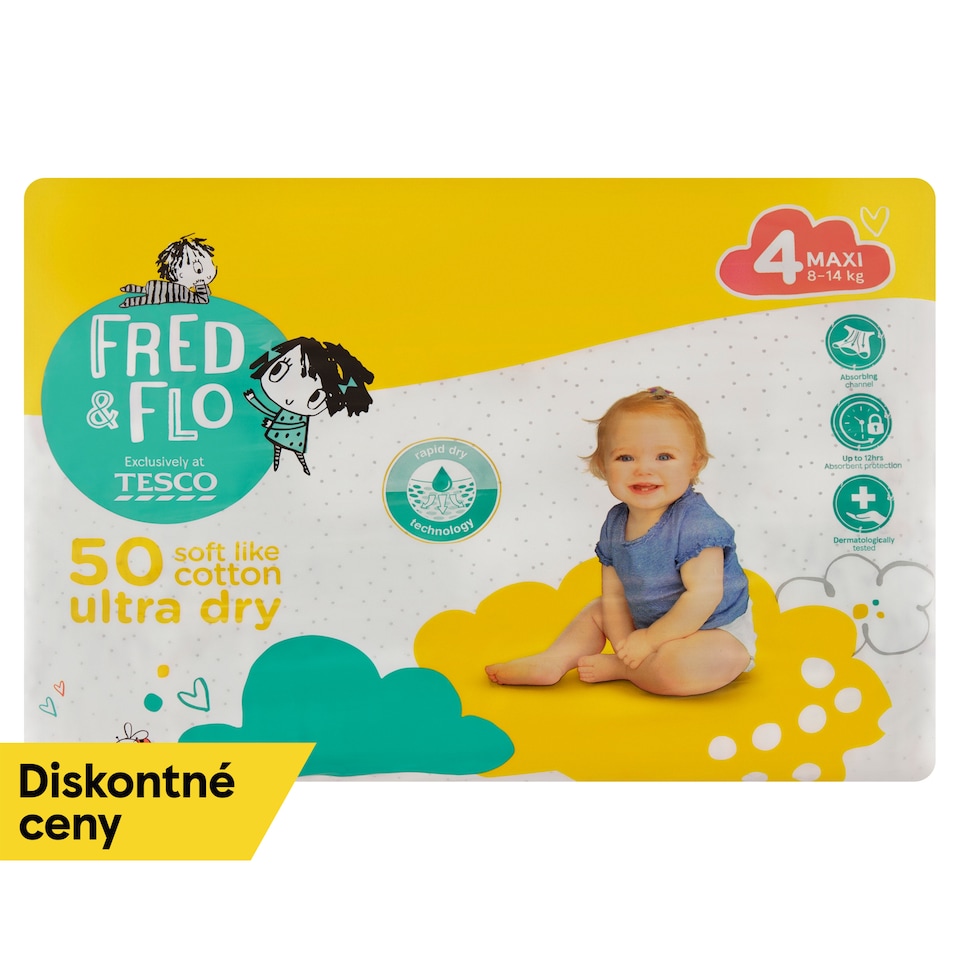 image 1 of Fred & Flo Ultra Dry Nappies Maxi 4 8-14 kg 50 pcs
