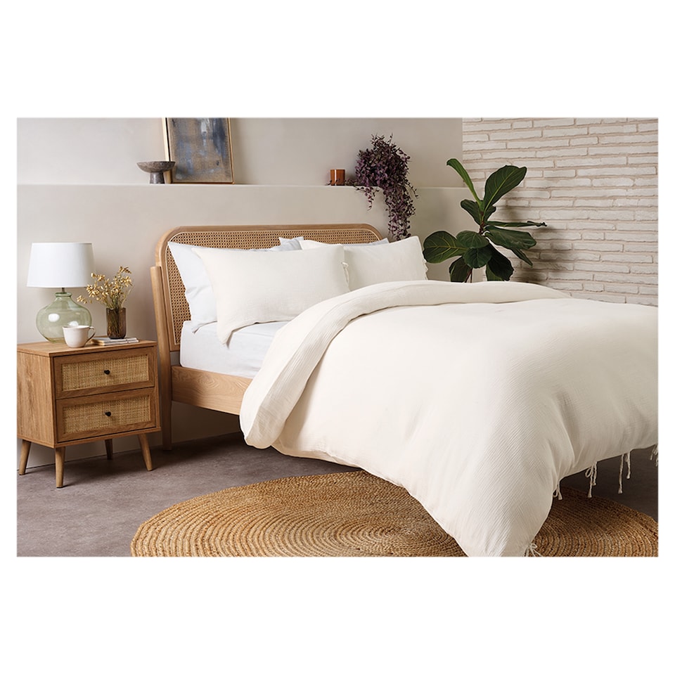 F&F Home Muslin Ivory Duvet Set Double