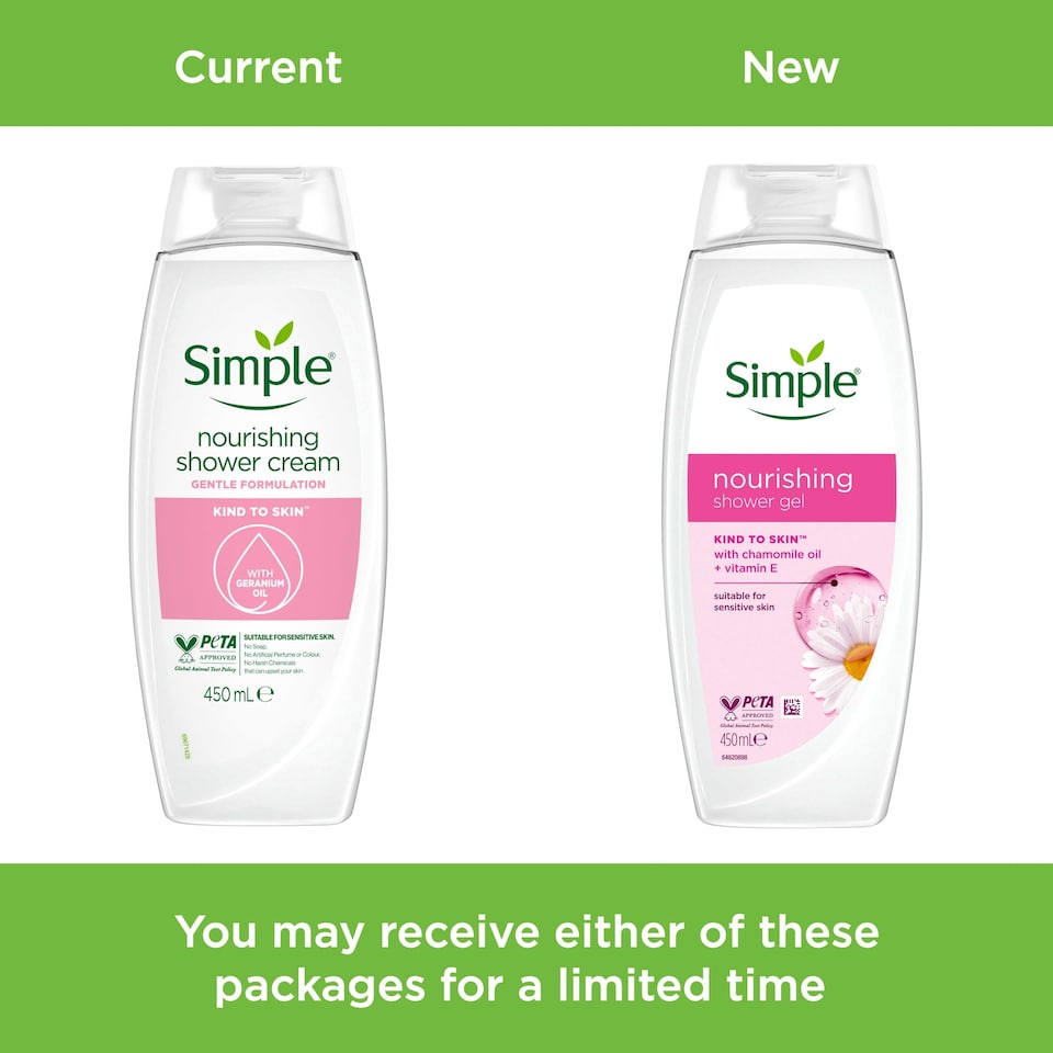 image 1 of Simple Nourishing Kind To Skin Shower Cream Body Wash 450ml