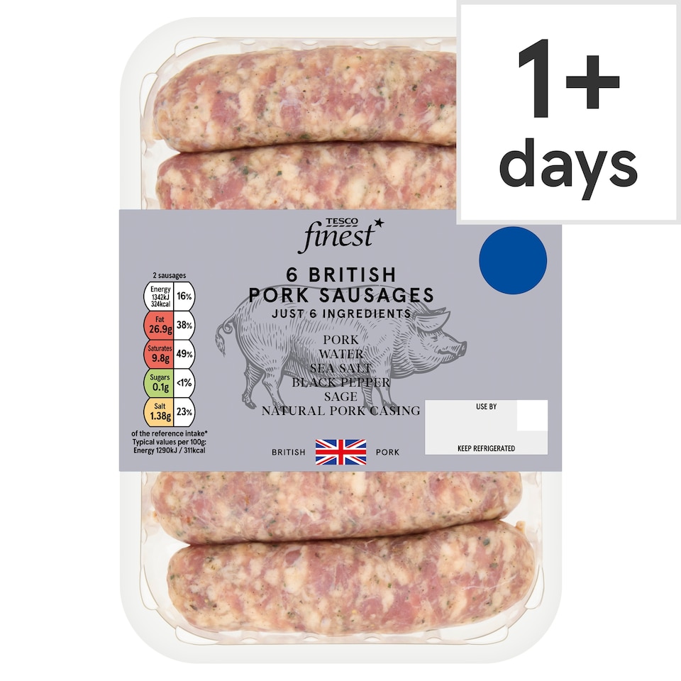 Tesco Finest Just 6 Ingredients British Pork Sausages 400g