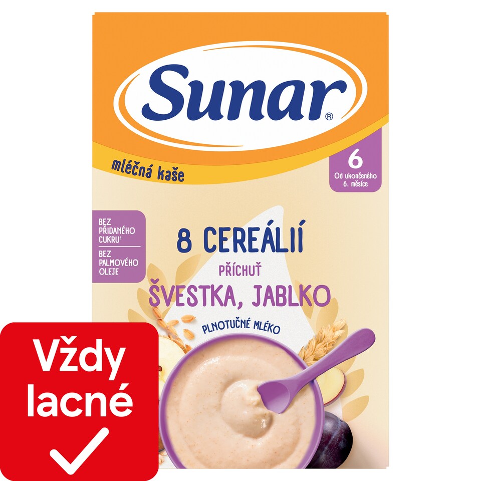 obrázok 1 z Sunar mliečna kaša s 8 cereáliami slivka, jablko 210 g