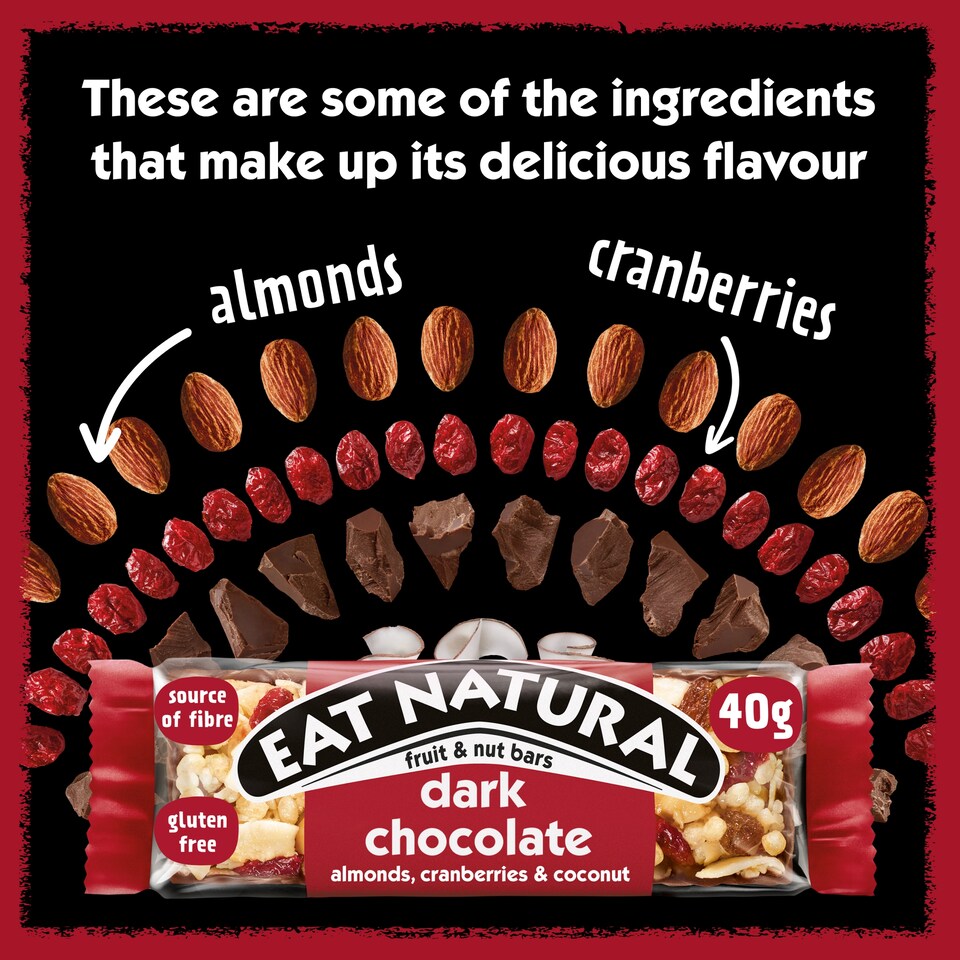 image 1 of Eat Natural Fruit & Nut Bar with Cranberries, Almonds & Dark Chocolate 3 x 40g