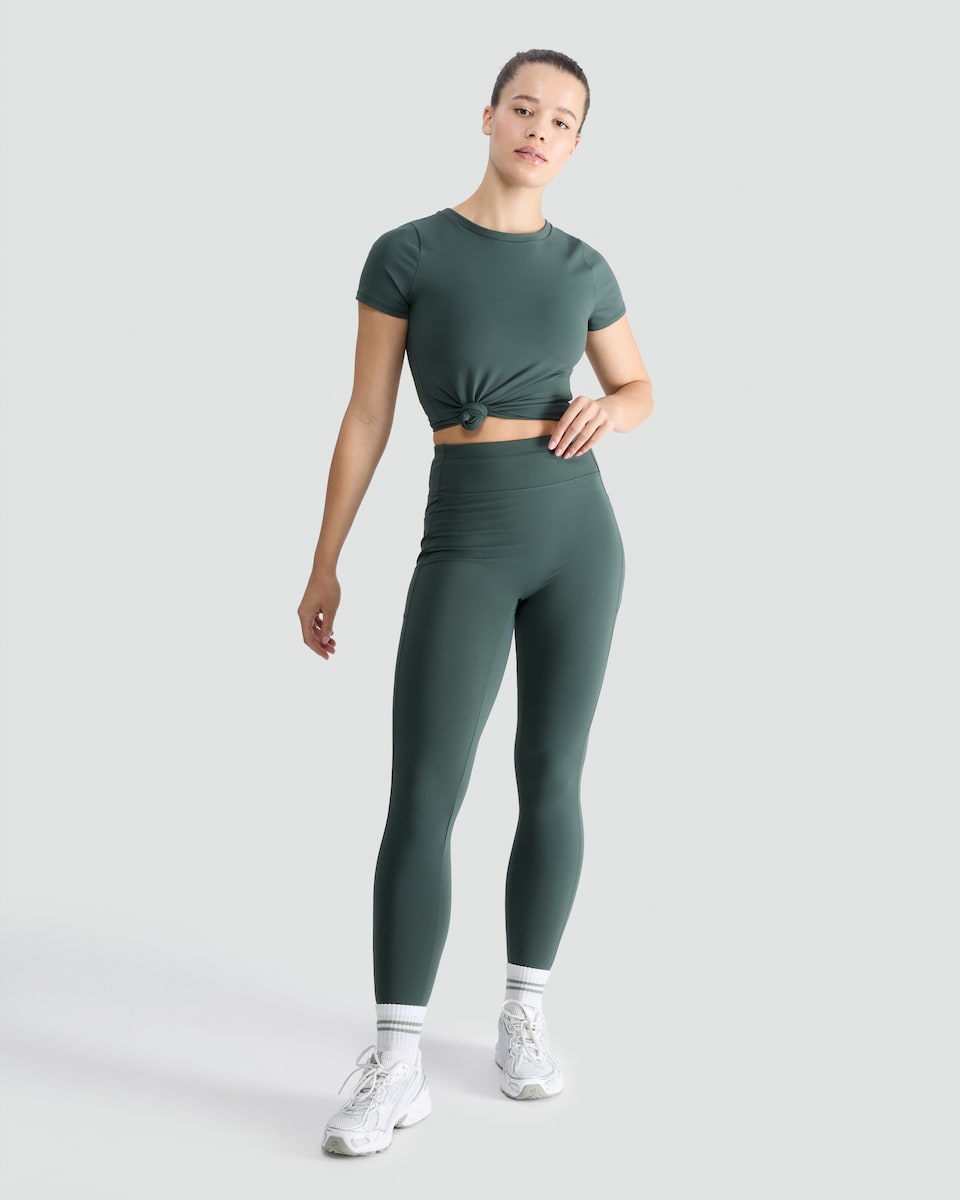 image 1 of F&F Active High Waisted Leggings in Green