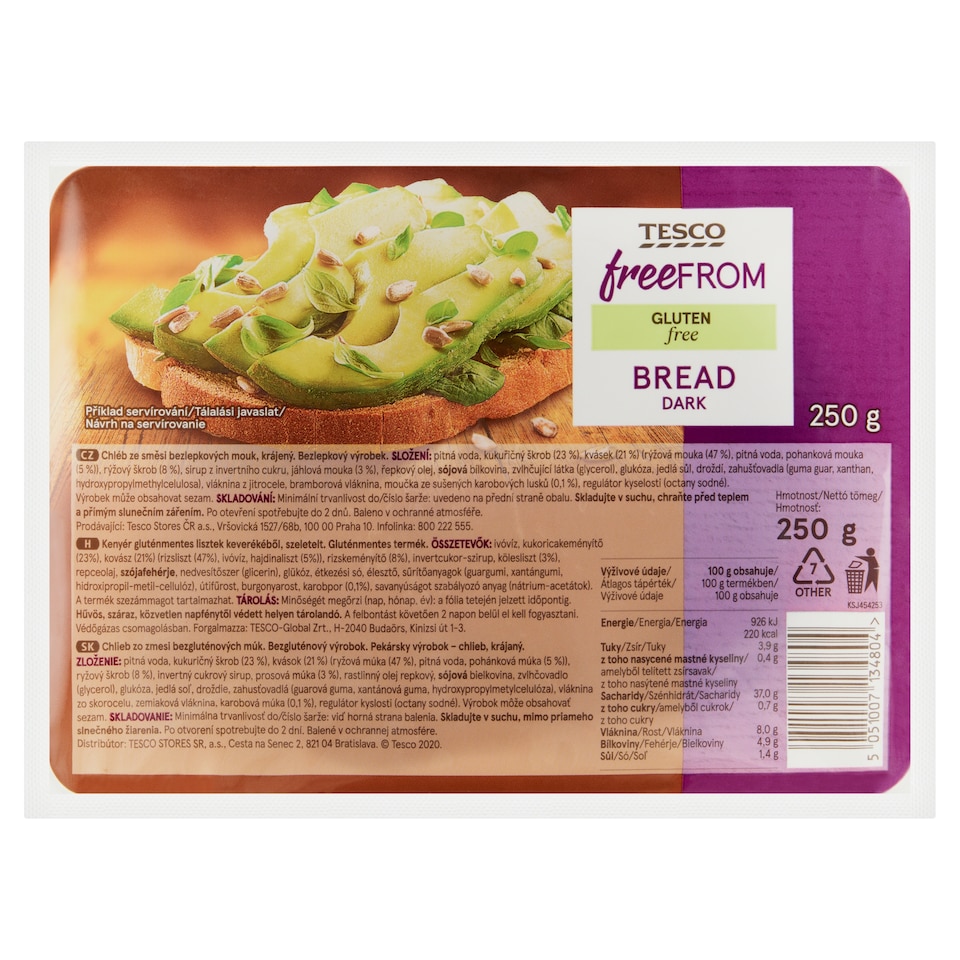 Tesco Free From Gluten Free Bread Dark 250 g