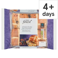 Tesco Finest Extra Fruity Hot Cross Buns 4 Pack