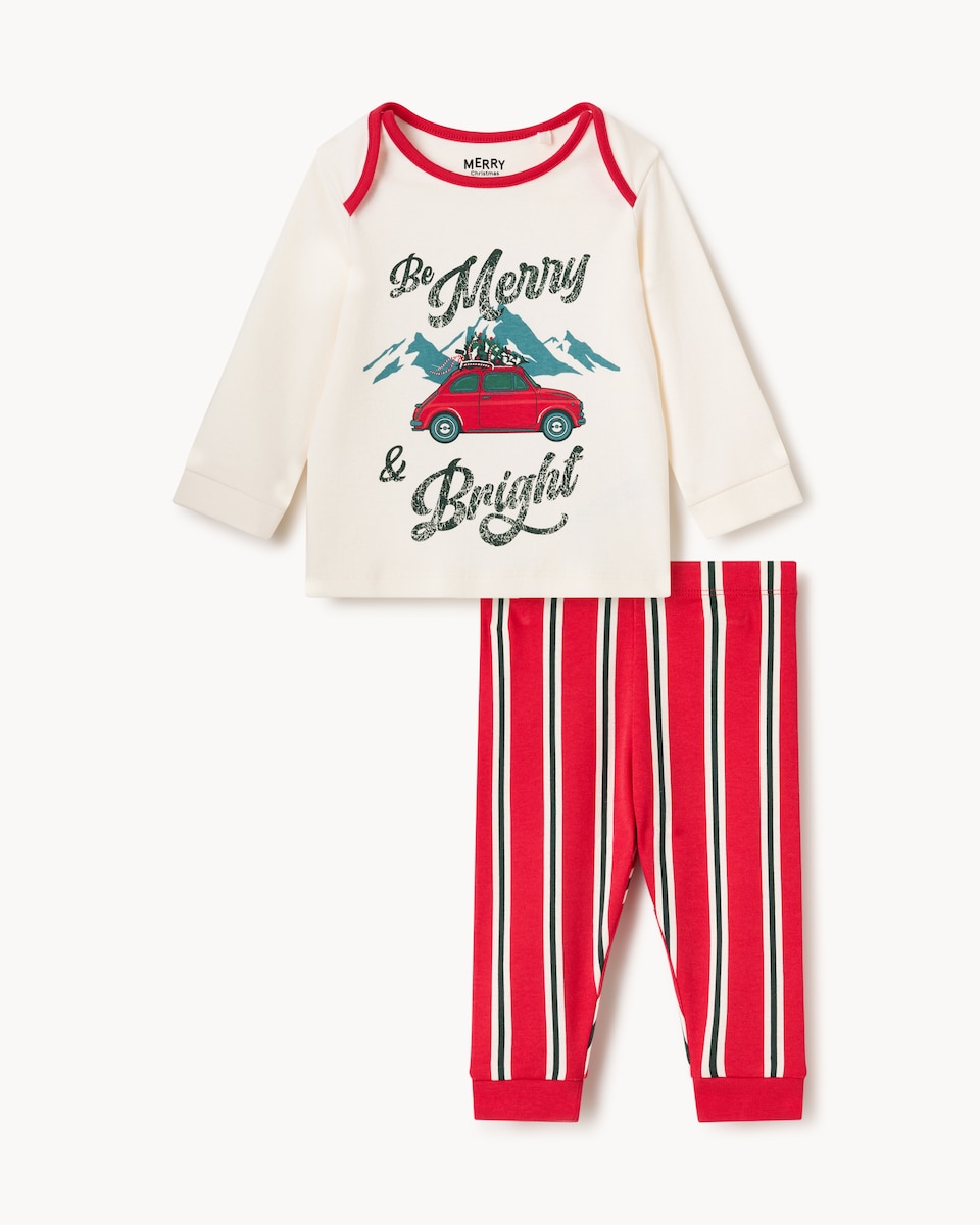 image 1 of Christmas Baby Pure Cotton Merry & Bright Family Matching Pyjama Set in Cream