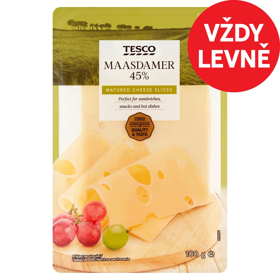 Tesco Maasdamer 45% Matured Cheese Slices 100g