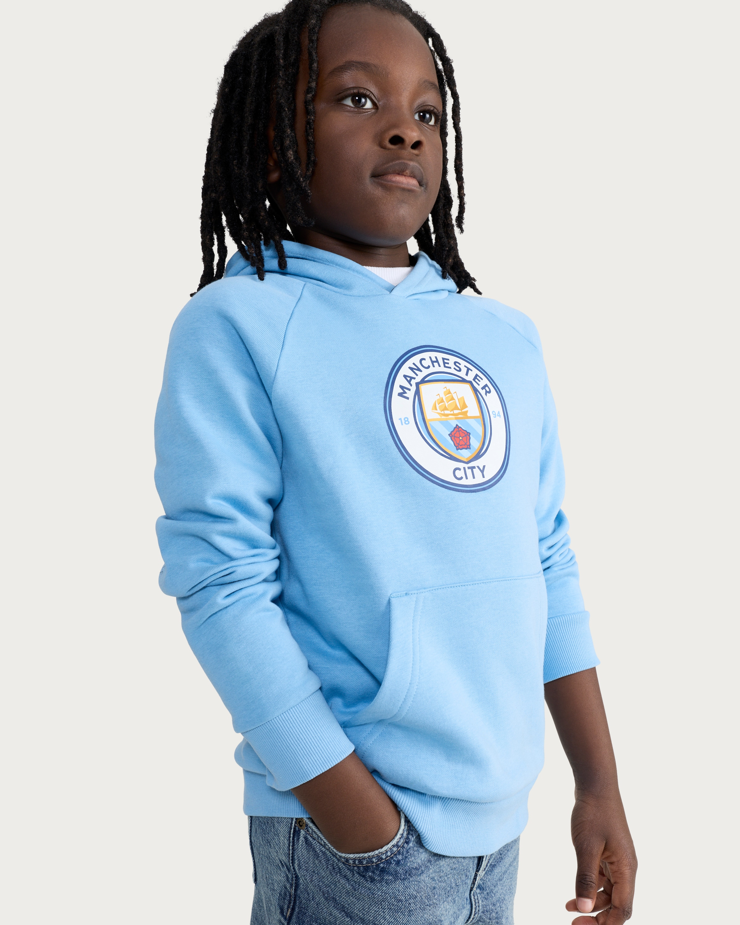 Manchester City Logo Cotton Rich Hoodie in Blue