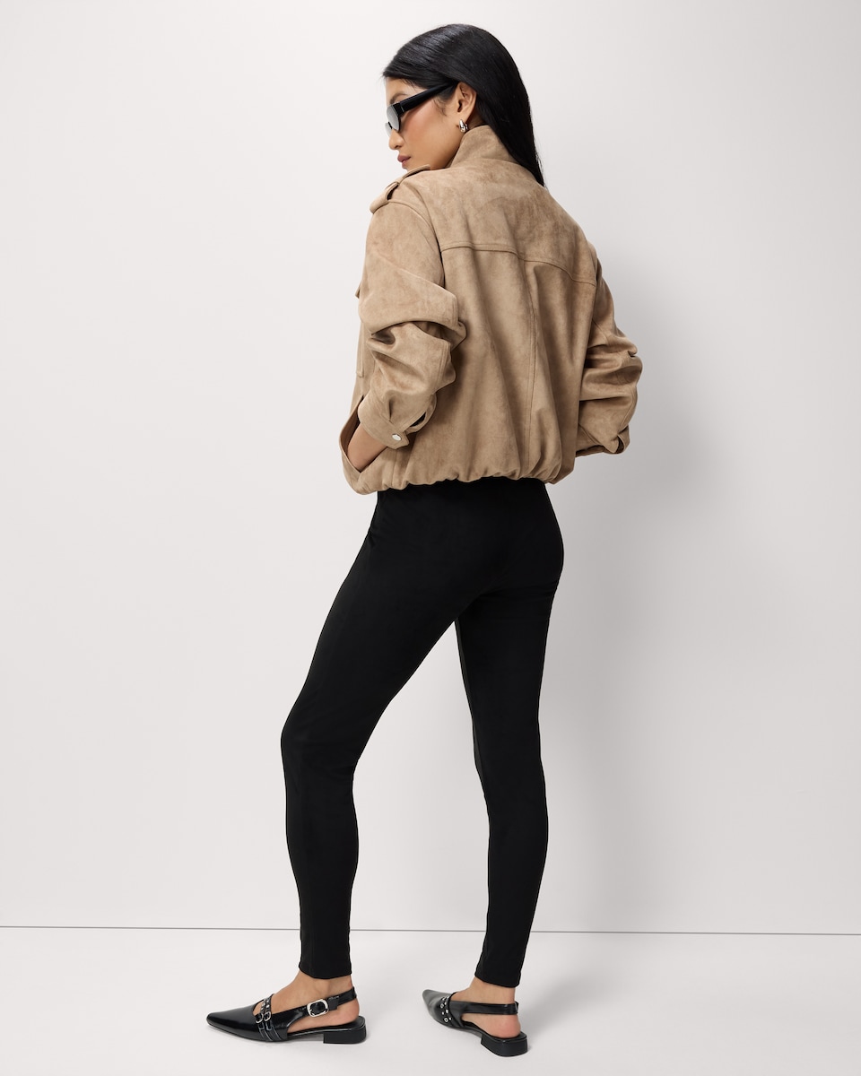 image 1 of F&F Faux Suede Leggings in Black