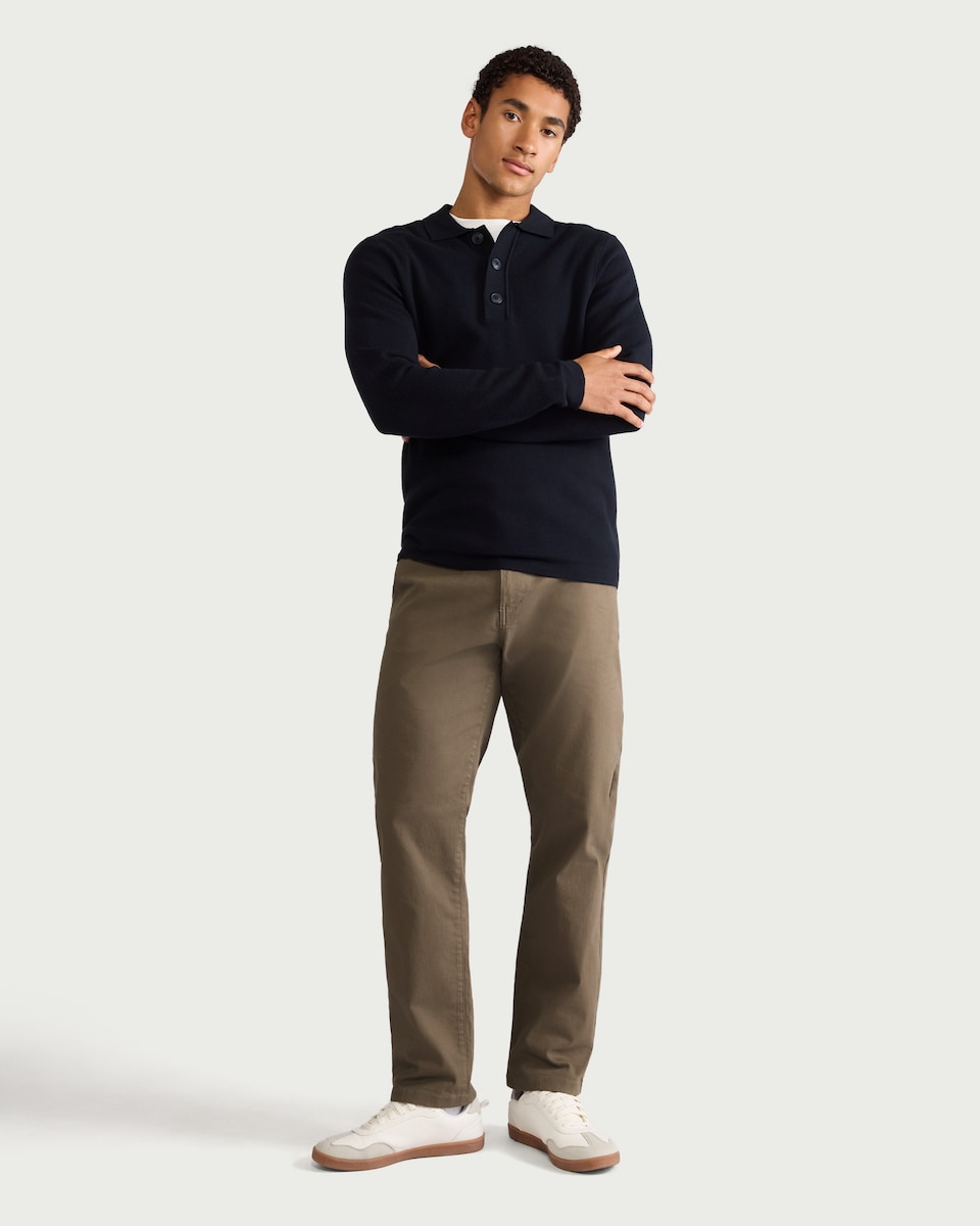 image 1 of F&F Cotton Rich FREEFIT® Chino Trousers in Stone