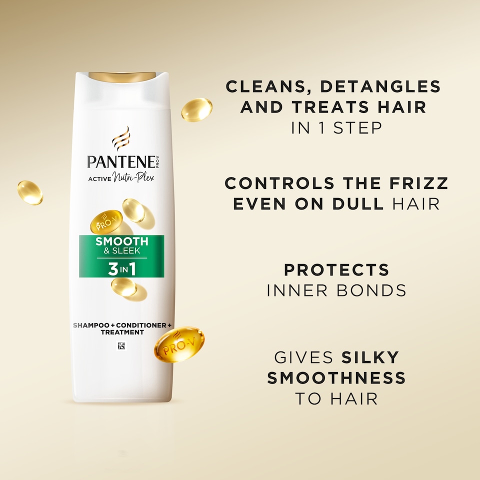 image 1 of Pantene Active Nutri-Plex Smooth & Sleek 3in1 Shampoo Conditioner & Treatment 250ml