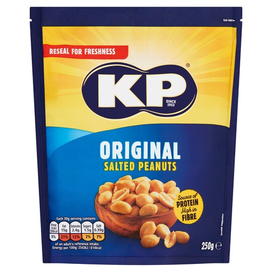 Kp Original Salted Peanuts 250G Tesco Groceries