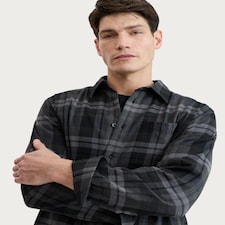 F&F Pure Cotton Check Print Long Sleeved Shirt in Black