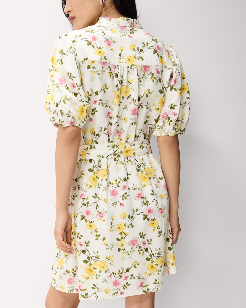 image 1 of F&F Floral V Neck Mini Dress in Multi White