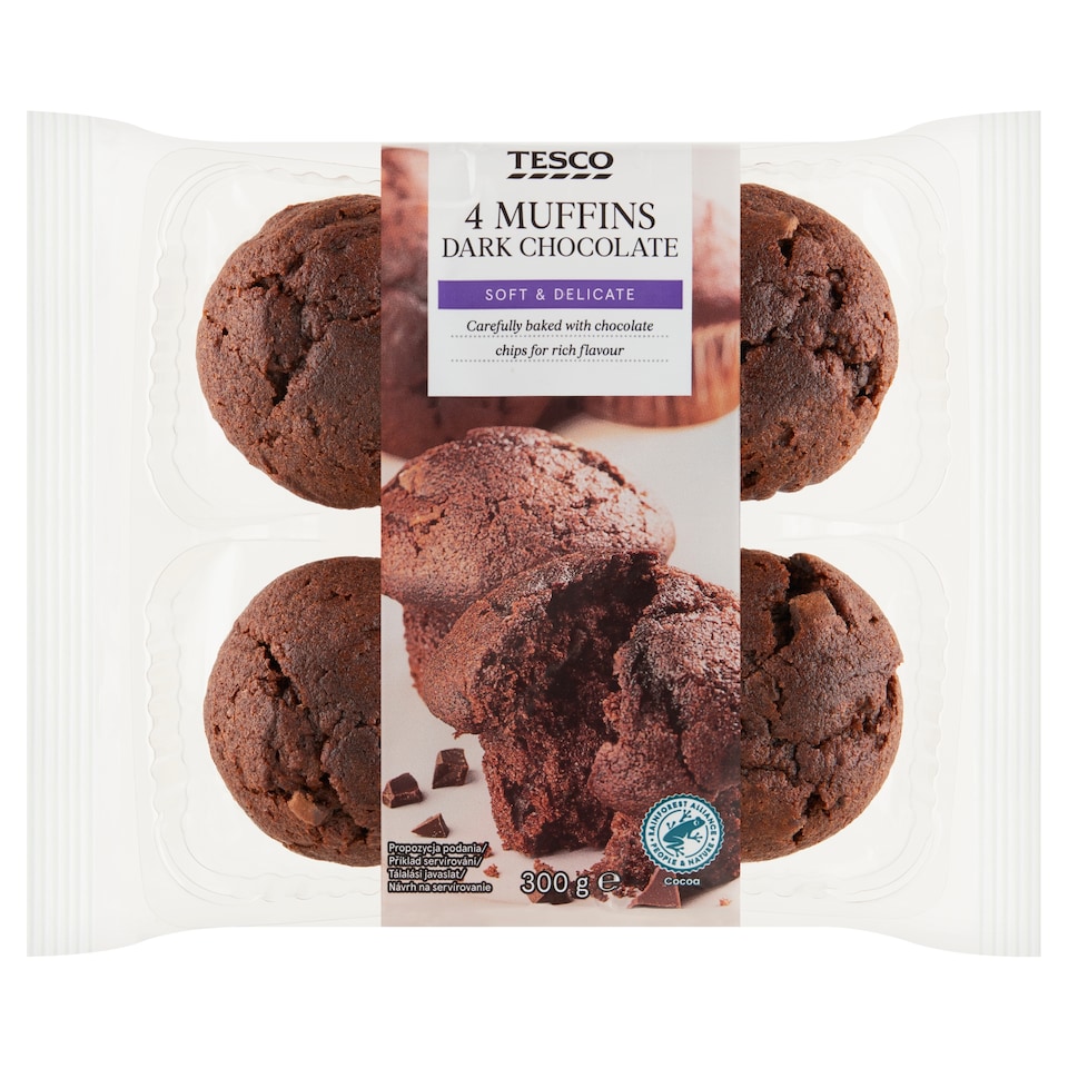 Tesco kakaós muffin csokoládédarabokkal 300 g