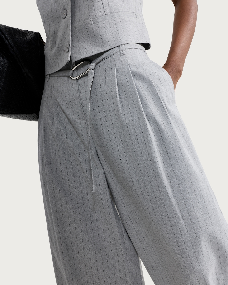 image 1 of F&F Pinstripe Wide Leg Trousers in Grey