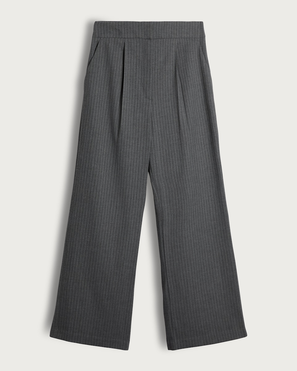 image 1 of F&F Pinstripe Wide Leg Trousers in Grey