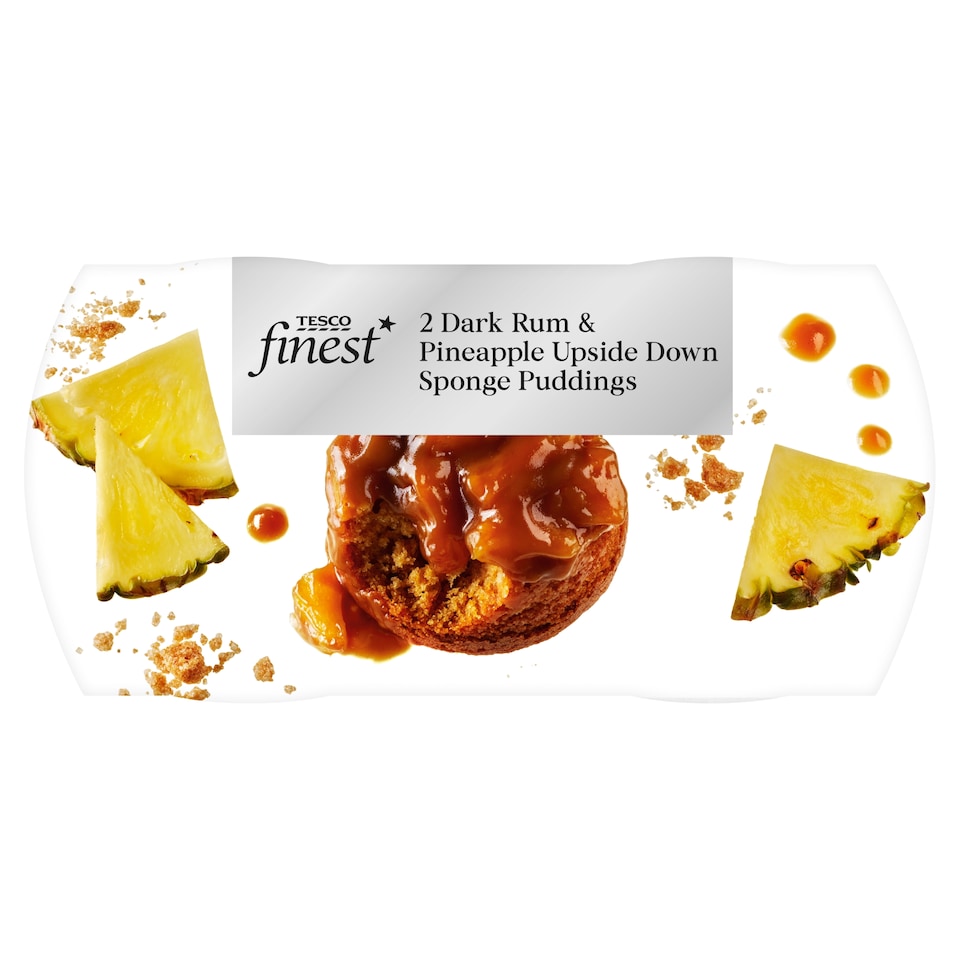 Tesco Finest 2 Dark Rum & Pineapple Upside Down Sponge Puddings 220g